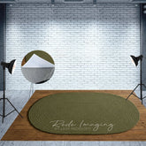 Aperturee - Aperturee Celadon Oval Rug Wood Fabric Floor Backdrop For Photo