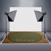 Aperturee - Aperturee Celadon Oval Rug Wood Rubber Floor Mat For Photo