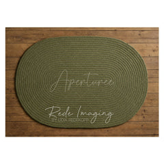 Aperturee - Aperturee Celadon Oval Rug Wood Rubber Floor Mat For Photo