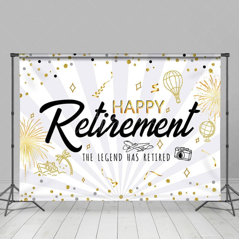 Aperturee - Aperturee Celebrate Retirement Vacation Glitter Photo Backdrop
