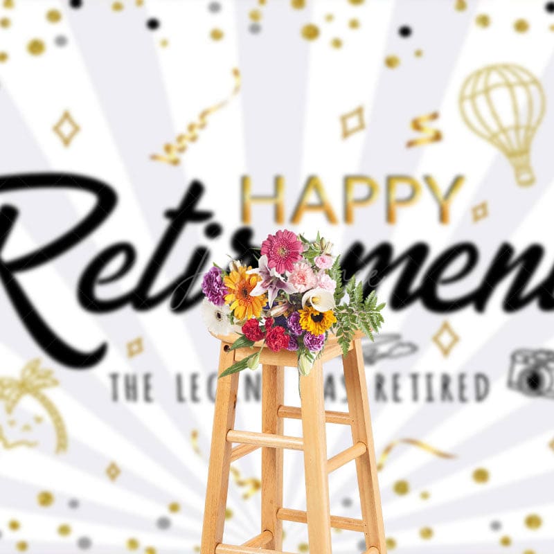 Aperturee - Aperturee Celebrate Retirement Vacation Glitter Photo Backdrop
