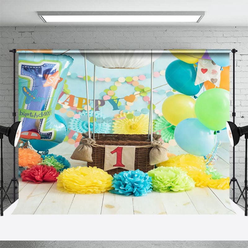Aperturee - Aperturee Celebrating Balloons Birthday Cake Smash Backdrop