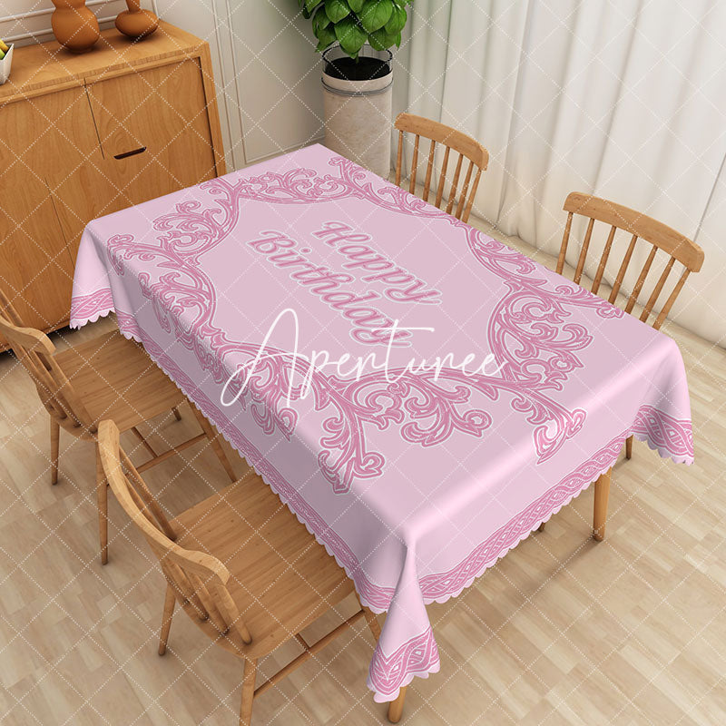 Aperturee - Aperturee Celebratory Pink Birthday Rectangle Tablecloth
