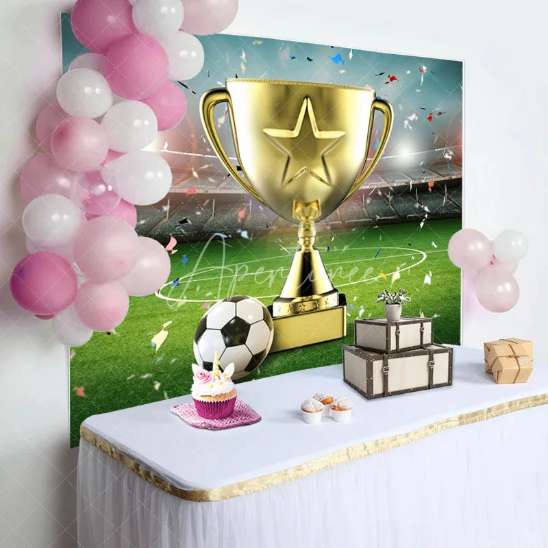 Aperturee - Aperturee Celebratory Trophy Football Victory Moment Backdrop