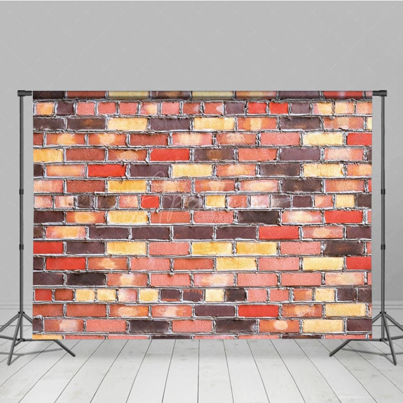 Aperturee - Aperturee Cement Brick Wall Warm Color Tone Photo Backdrop