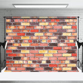 Aperturee - Aperturee Cement Brick Wall Warm Color Tone Photo Backdrop