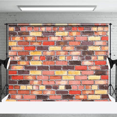 Aperturee - Aperturee Cement Brick Wall Warm Color Tone Photo Backdrop