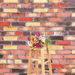 Aperturee - Aperturee Cement Brick Wall Warm Color Tone Photo Backdrop