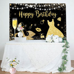 Aperturee - Aperturee Ceremonial Dress High Heels Happy Birthday Backdrop