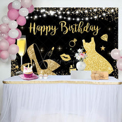 Aperturee - Aperturee Ceremonial Dress High Heels Happy Birthday Backdrop