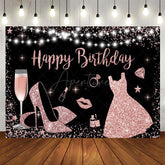 Aperturee - Aperturee Ceremonial Dress Rose Gold Happy Birthday Backdrop