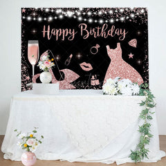 Aperturee - Aperturee Ceremonial Dress Rose Gold Happy Birthday Backdrop