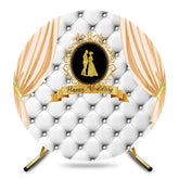 Aperturee - Aperturee Champagne Gold Curtain Photo Round Wedding Backdrop