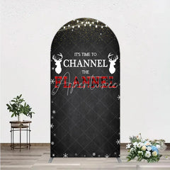 Aperturee - Aperturee Channel The Flannel Arch Backdrop Lumberjack Winter Baby Shower Plaid Deer