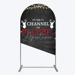 Aperturee - Aperturee Channel The Flannel Arch Backdrop Lumberjack Winter Baby Shower Plaid Deer