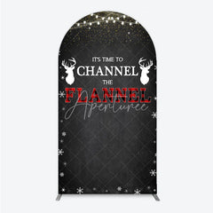 Aperturee - Aperturee Channel The Flannel Arch Backdrop Lumberjack Winter Baby Shower Plaid Deer