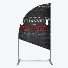 Aperturee - Aperturee Channel The Flannel Half Moon Arch Backdrop Lumberjack Winter Baby Shower Plaid Deer