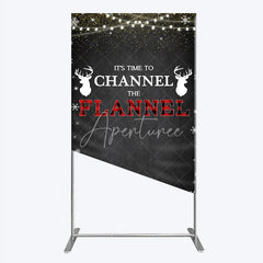 Aperturee - Aperturee Channel The Flannel Rectangle Backdrop Lumberjack Winter Baby Shower Plaid Deer