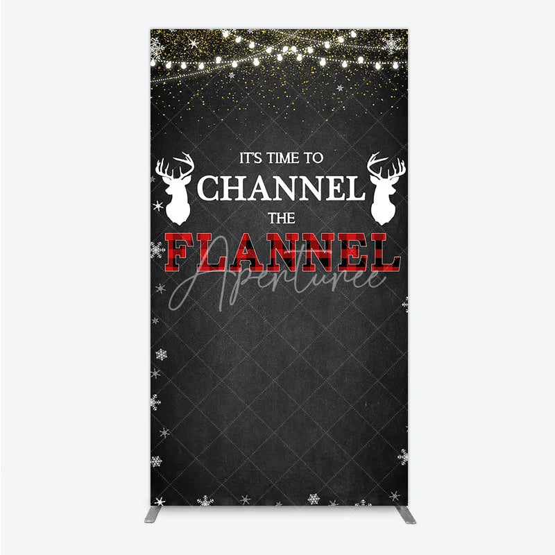 Aperturee - Aperturee Channel The Flannel Rectangle Backdrop Lumberjack Winter Baby Shower Plaid Deer