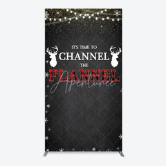 Aperturee - Aperturee Channel The Flannel Rectangle Backdrop Lumberjack Winter Baby Shower Plaid Deer
