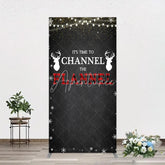 Aperturee - Aperturee Channel The Flannel Rectangle Backdrop Lumberjack Winter Baby Shower Plaid Deer