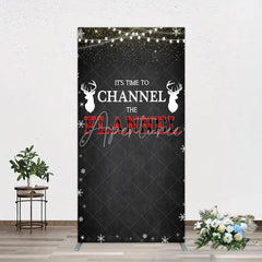 Aperturee - Aperturee Channel The Flannel Rectangle Backdrop Lumberjack Winter Baby Shower Plaid Deer
