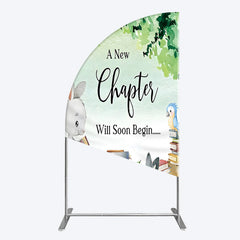 Aperturee - Aperturee Chapter Begin Bunny Books Baby Shower Half Moon Arch Backdrop
