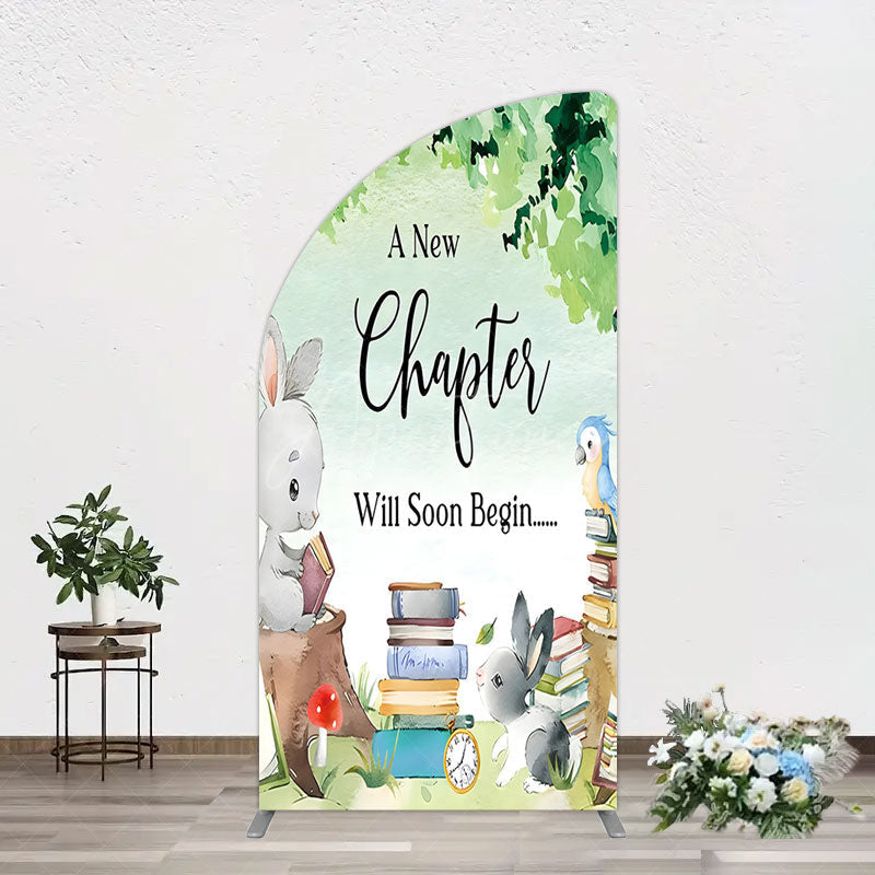 Aperturee - Aperturee Chapter Begin Bunny Books Baby Shower Half Moon Arch Backdrop