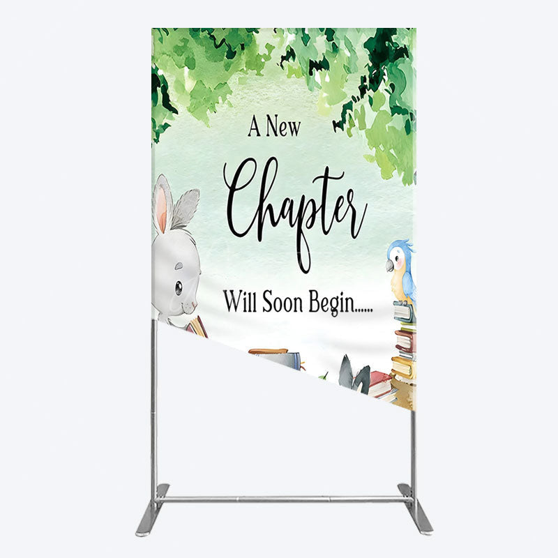 Aperturee - Aperturee Chapter Begin Bunny Books Baby Shower Rectangle Backdrop
