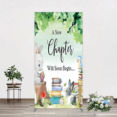 Aperturee - Aperturee Chapter Begin Bunny Books Baby Shower Rectangle Backdrop