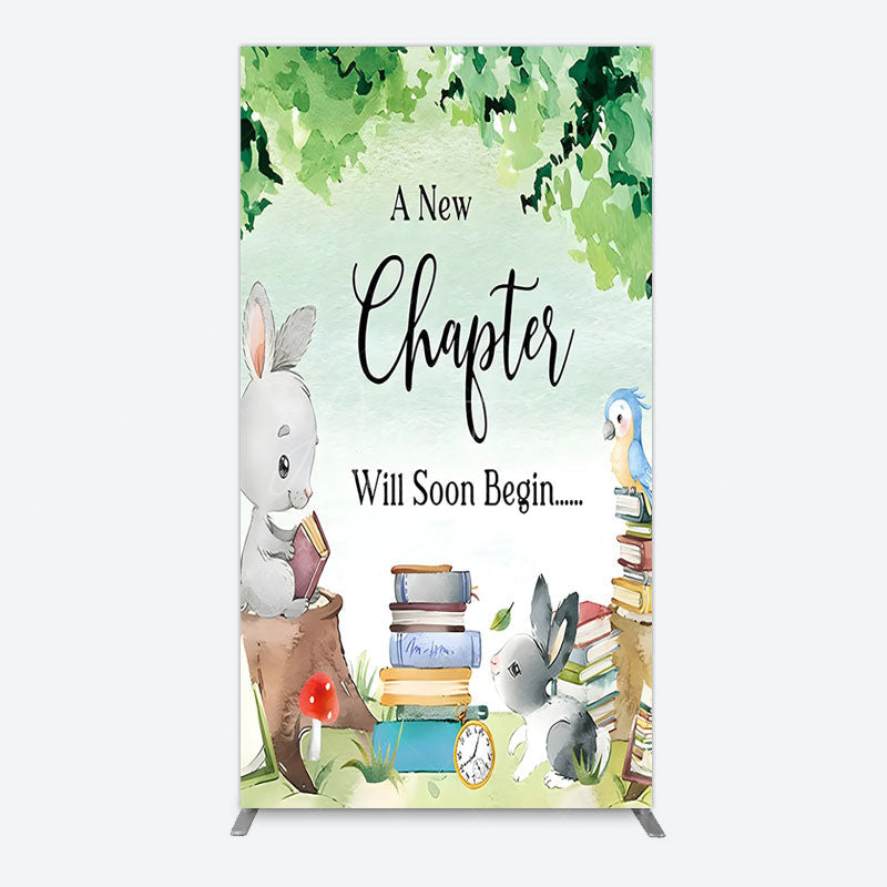 Aperturee - Aperturee Chapter Begin Bunny Books Baby Shower Rectangle Backdrop