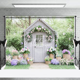 Aperturee - Aperturee Charming Gray Cottage Arrangements Serene Backdrop
