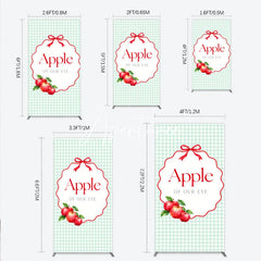 Aperturee - Aperturee Charming Light Green Gingham Apple of Our Eye Rectangle Arch Backdrop Sweet Baby Shower or First Birthday Party Decor