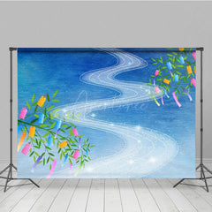 Aperturee - Aperturee Charming Summer Scene Paper Windmills Sky Backdrop