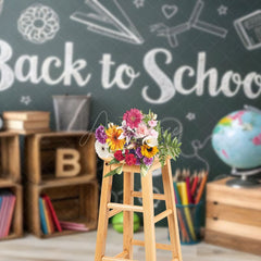 Aperturee - Aperturee Cheerful Back To School Blackboard Neat Backdrop