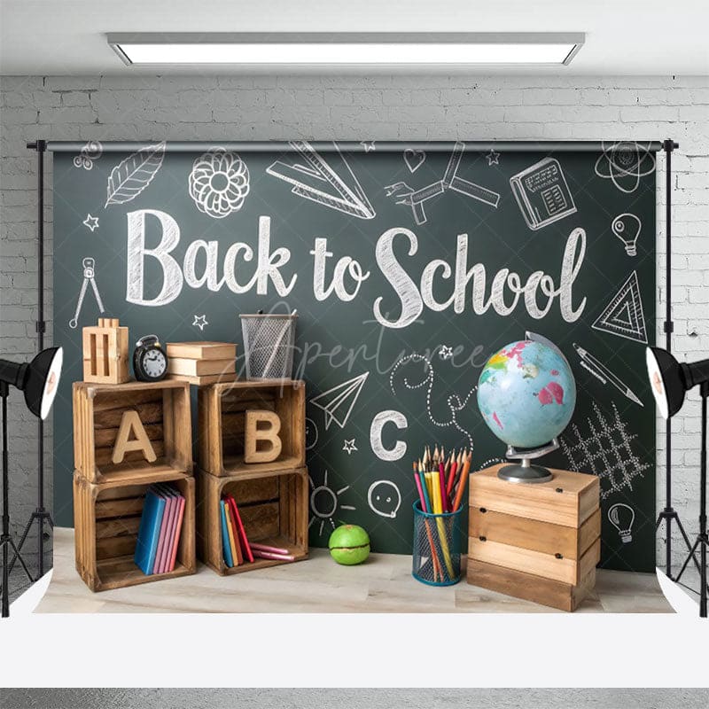 Aperturee - Aperturee Cheerful Back To School Blackboard Neat Backdrop