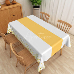 Aperturee - Aperturee Cheerful Polka Dot Tablecloth with Yellow and Gold Dots on White for Birthday Party or Summer Decor
