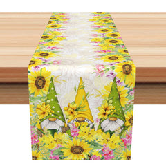 Aperturee - Aperturee Cheerful Sunflower and Yellow Flowers Table Runner Fresh Spring and Summer Kitchen Decor Rustic Farmhouse Style