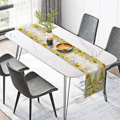Aperturee - Aperturee Cheerful Sunflower and Yellow Flowers Table Runner Fresh Spring and Summer Kitchen Decor Rustic Farmhouse Style