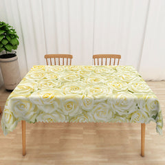 Aperturee - Aperturee Cheerful Yellow Floral Rectangle Tablecloth with Blooming Flowers for Spring and Summer Garden Parties