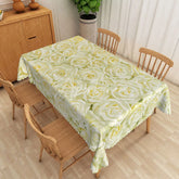 Aperturee - Aperturee Cheerful Yellow Floral Rectangle Tablecloth with Blooming Flowers for Spring and Summer Garden Parties