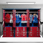 Aperturee - Aperturee Cheerleader Locker Room Sports Photography Backdrop Red Blue Uniform Pom Pom School Spirit Background