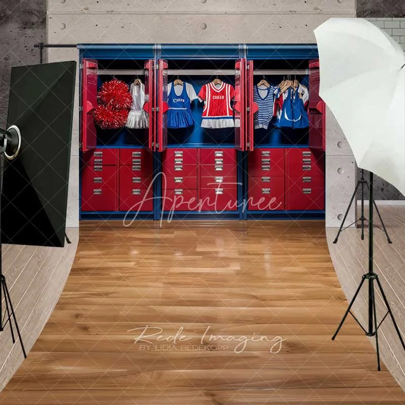Aperturee - Aperturee Cheerleader Locker Room Sweep Photography Backdrop School Spirit Uniform Dressing Room Photo Prop