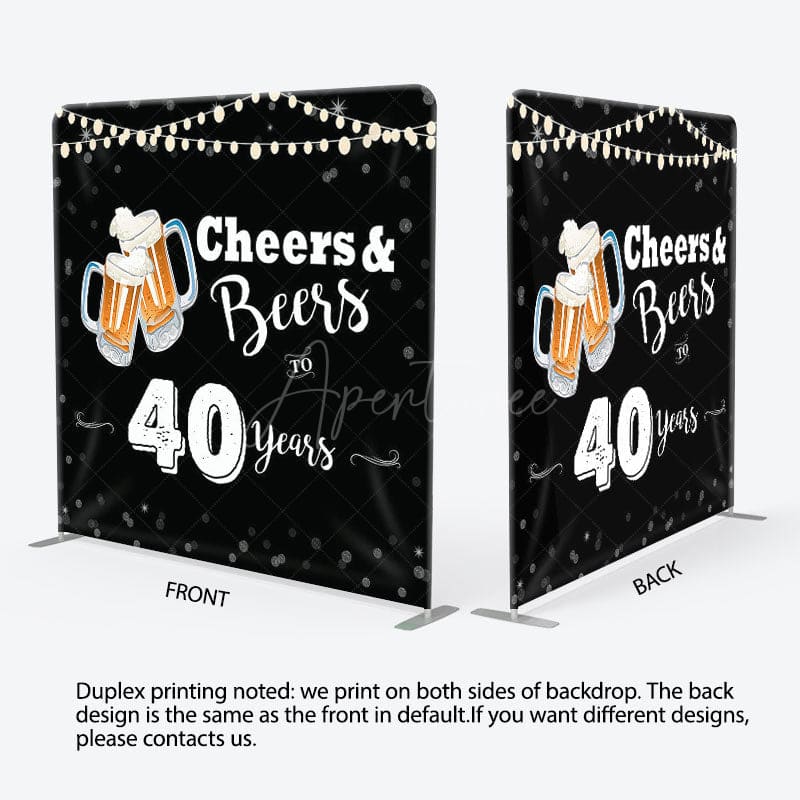Aperturee - Aperturee Cheers And Beers Fabric Backdrop Cover for Birthday