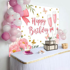 Aperturee - Aperturee Cheers To Birthday Sweet Butterfly Birthday Backdrop