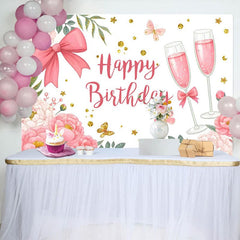 Aperturee - Aperturee Cheers To Birthday Sweet Butterfly Birthday Backdrop