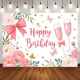 Aperturee - Aperturee Cheers To Birthday Sweet Butterfly Birthday Backdrop