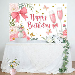 Aperturee - Aperturee Cheers To Birthday Sweet Butterfly Birthday Backdrop