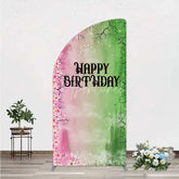 Aperturee - Aperturee Cherry Blossoms and Magic Castle Half Moon Arch Backdrop Happy Birthday Princess Party Decoration