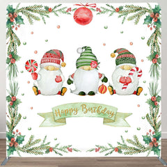 Aperturee - Aperturee Cherry Candy Gnome Xmas Birthday Pillow Case Backdrop
